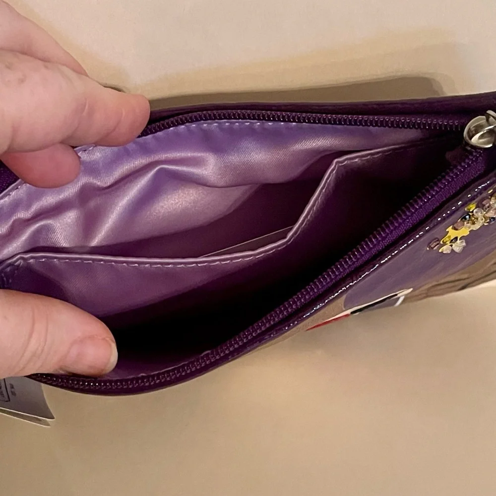 Coach Poppy Chan!! “Violette” Purple & Signature Wristlet w/beads & sequins NWT - Picture 5 of 7